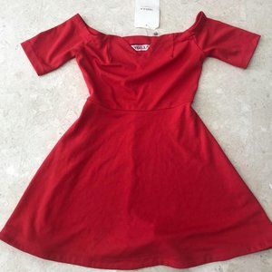 off shoulder flair dress